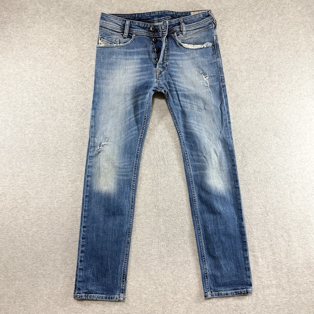 Diesel Iakop Jeans Men‎ 26x30 Blue Regular Slim Tapered Fit Stretch Distressed